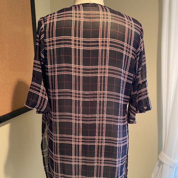 Flare Sleeve Kimono-Navy, Red & White - Picture 4 of 4